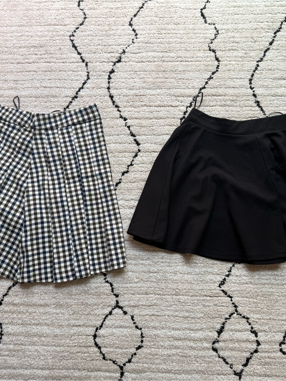 Mango Black Circle Skirt and Black-White Gingham Skirt
